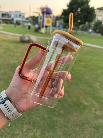 Tall Cubed Glass with Bamboo Lid
