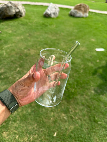 Minimalistic Plain Jar with Glass Straw