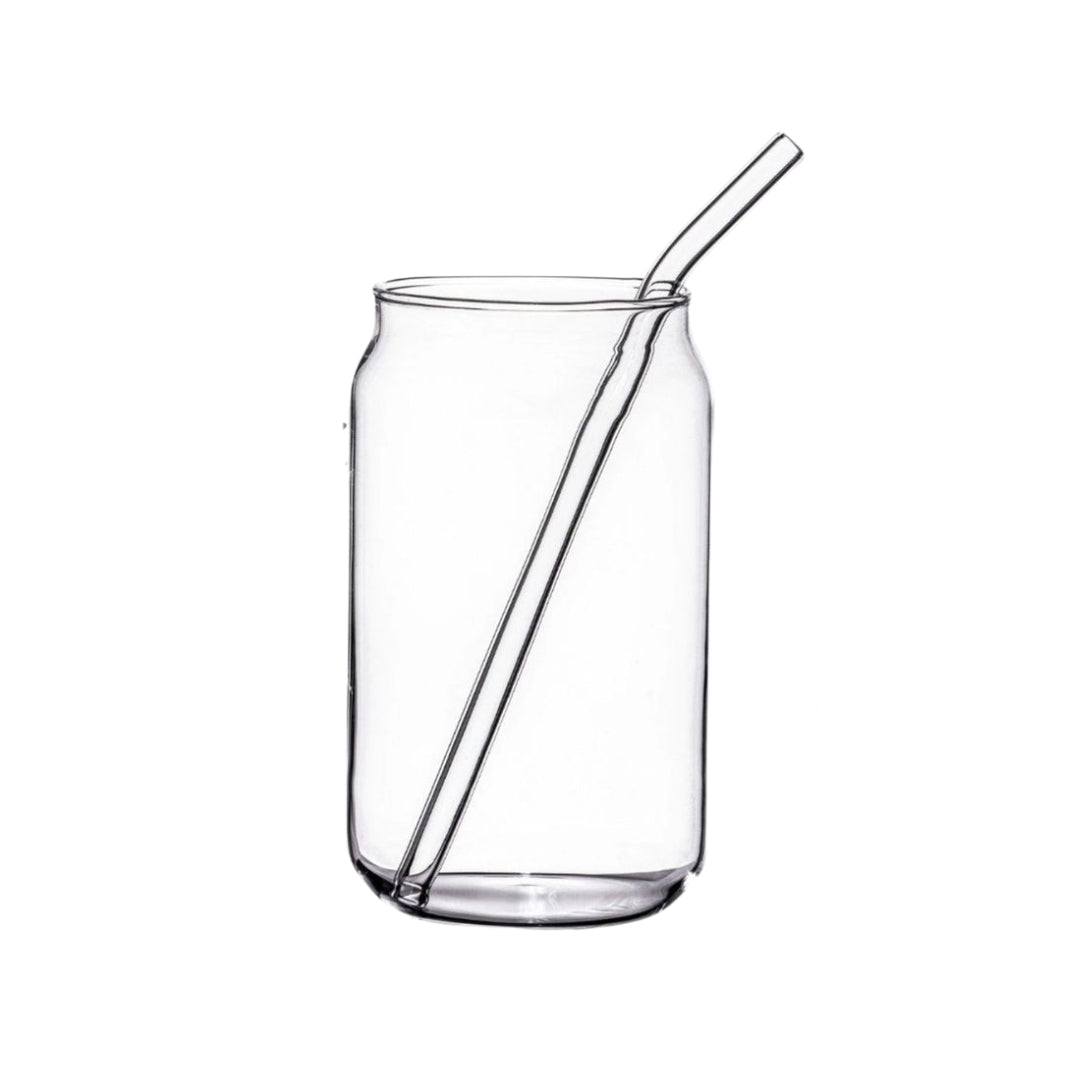 Minimalistic Plain Jar with Glass Straw