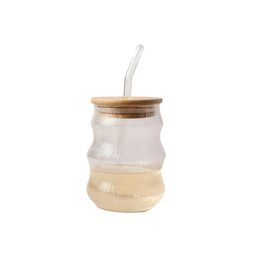 Ribbed Jar with Bamboo Top