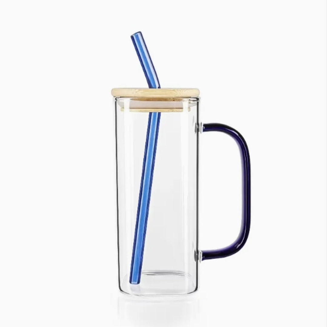 Tall Cubed Glass with Bamboo Lid