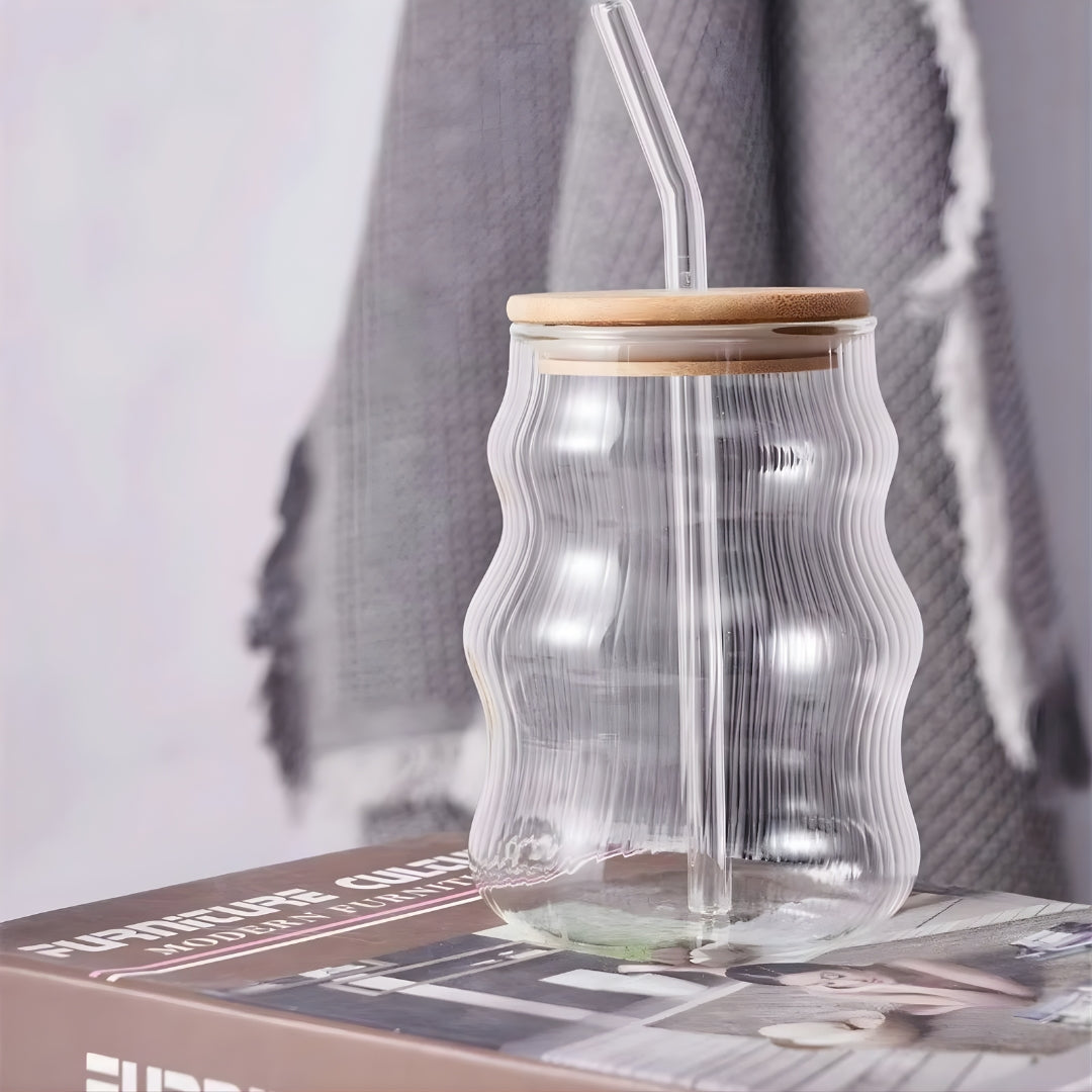 Ribbed Jar with Bamboo Top