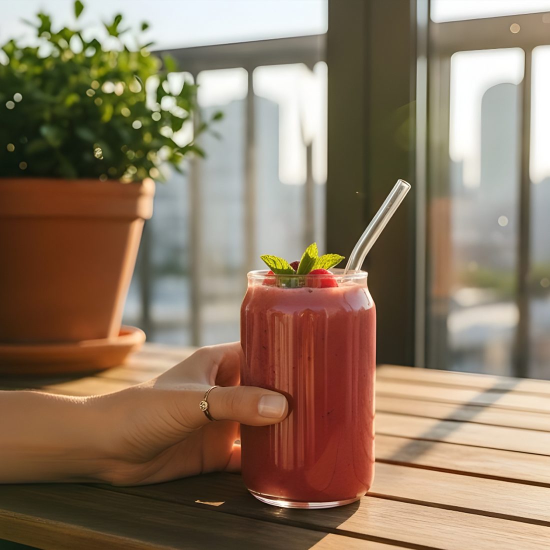 Minimalistic Plain Jar with Glass Straw