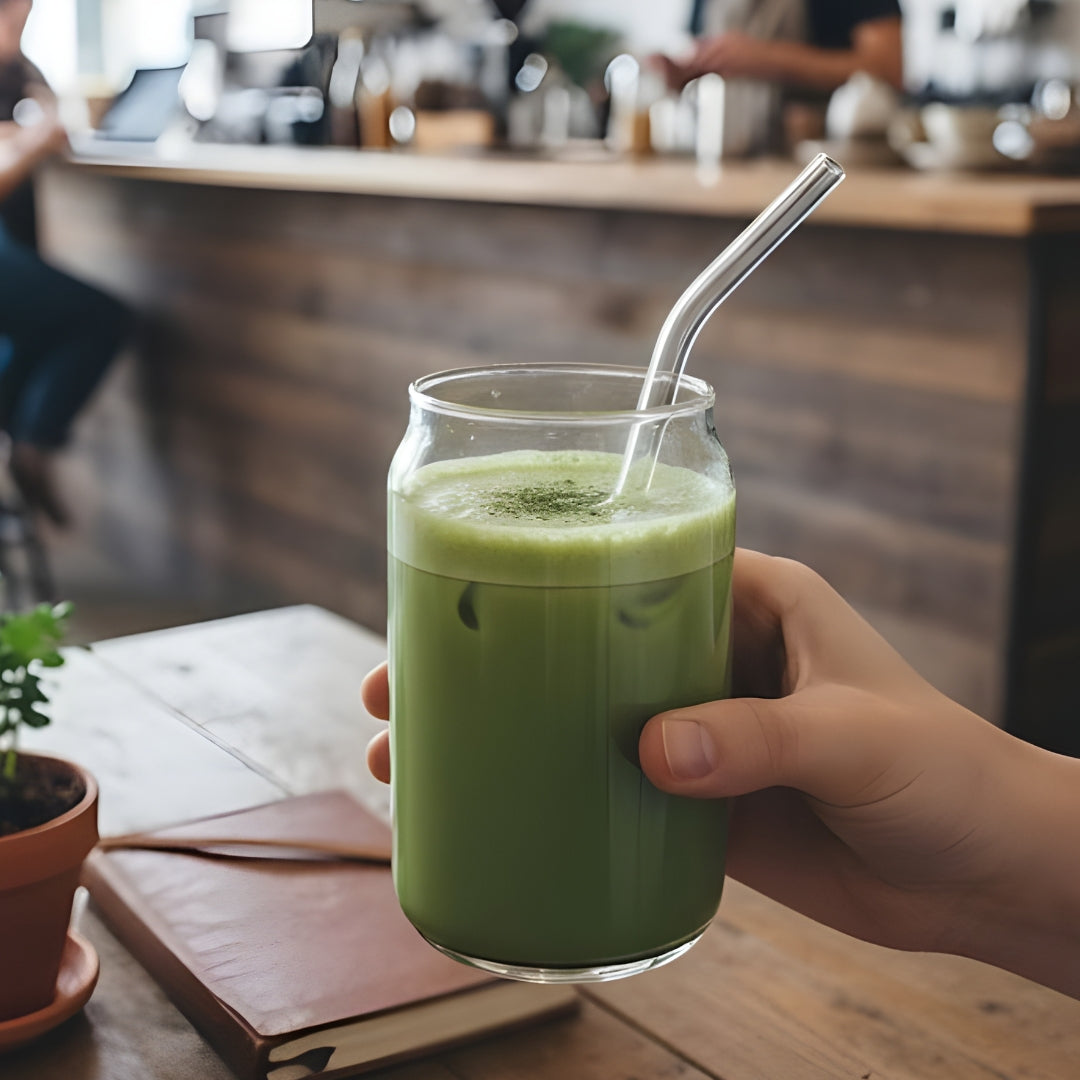Minimalistic Plain Jar with Glass Straw